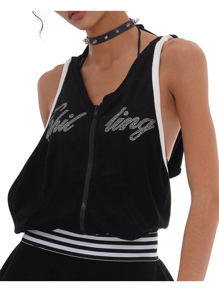 Towel Fabric Hooded Backless Sporty Dress