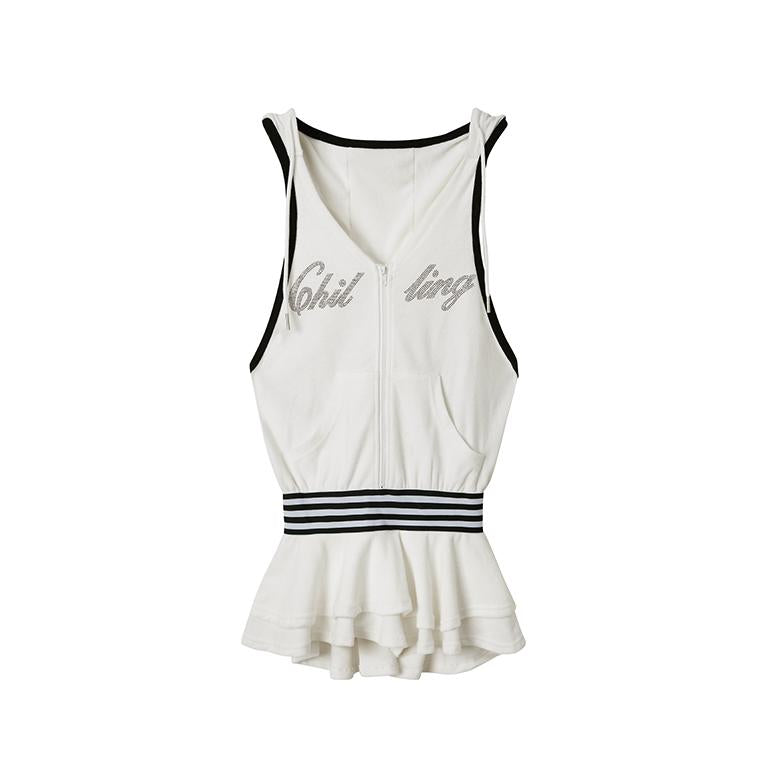 Towel Fabric Hooded Backless Sporty Dress