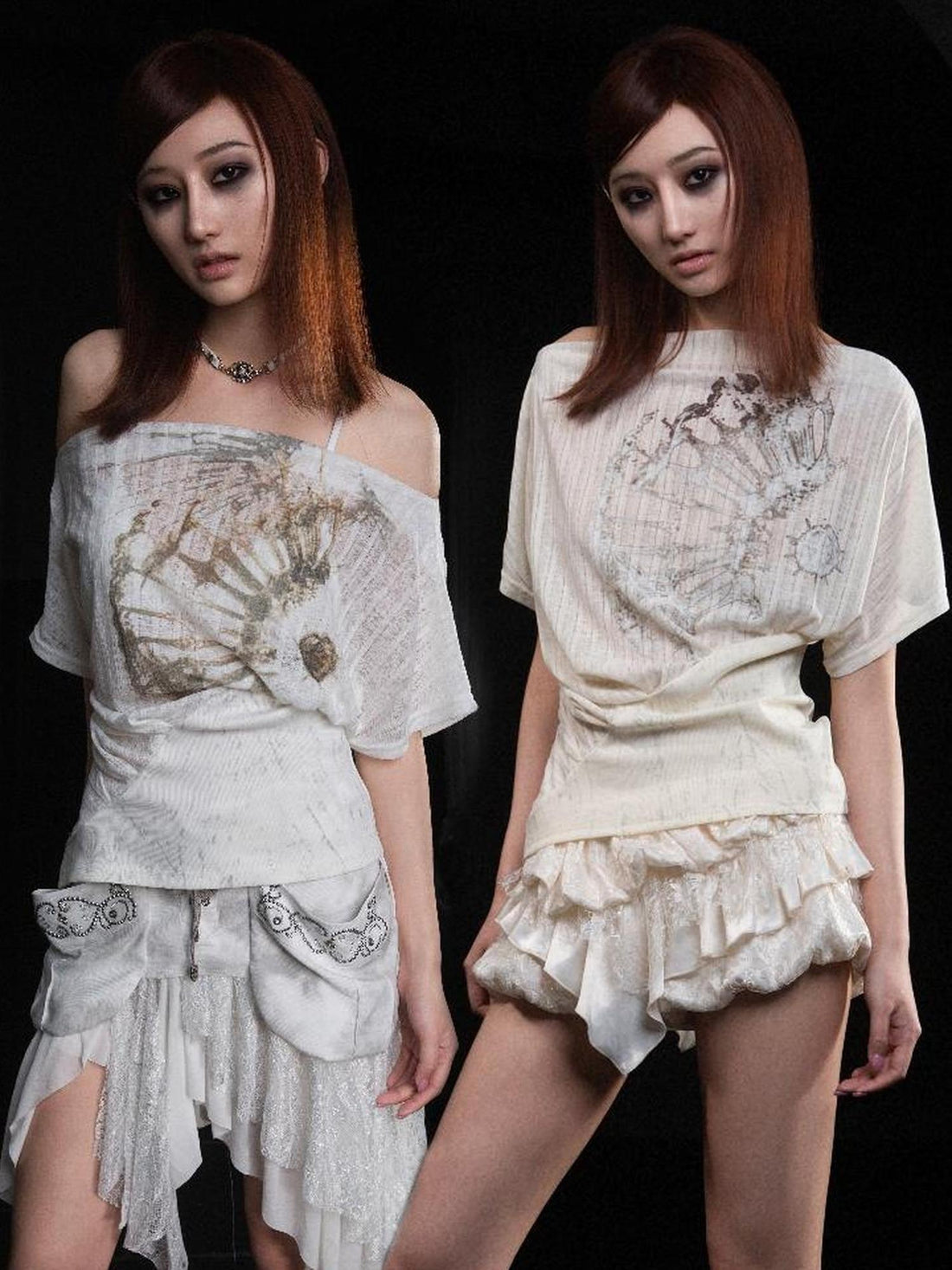 ARIADNAw Transparent Print Multi Wear T Shirt SS25 Lightweight Blend