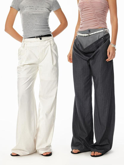 STRIKE A POSE Trendy Drop-Crotch Wide-Leg Pants With Double Waistband