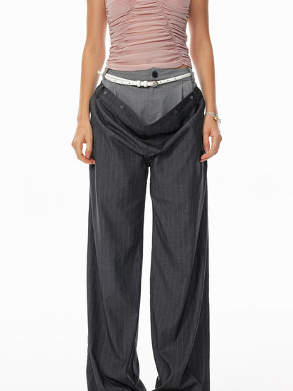 STRIKE A POSE Trendy Drop-Crotch Wide-Leg Pants With Double Waistband