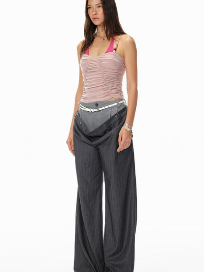 STRIKE A POSE Trendy Drop-Crotch Wide-Leg Pants With Double Waistband