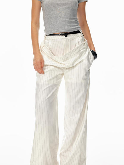 STRIKE A POSE Trendy Drop-Crotch Wide-Leg Pants With Double Waistband