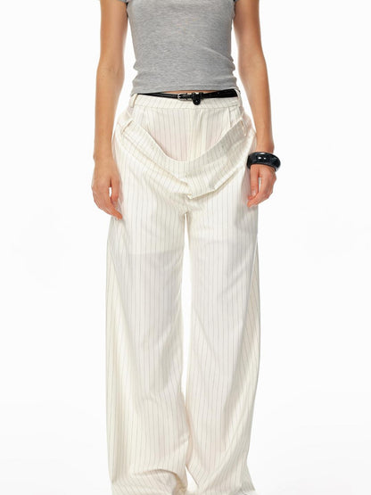 STRIKE A POSE Trendy Drop-Crotch Wide-Leg Pants With Double Waistband
