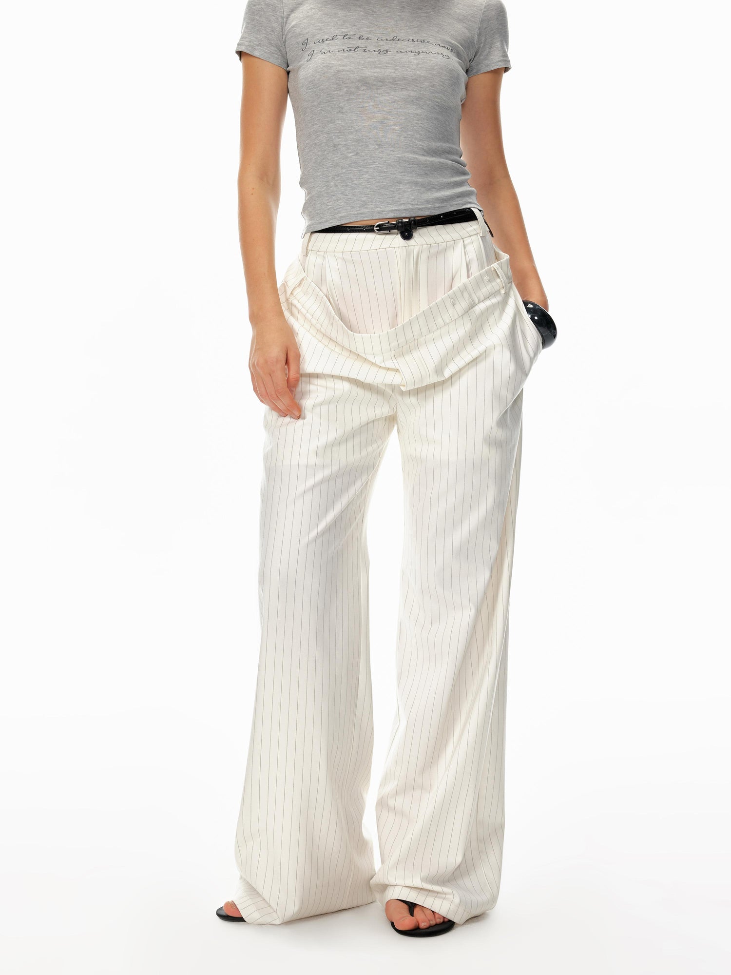 STRIKE A POSE Trendy Drop-Crotch Wide-Leg Pants With Double Waistband