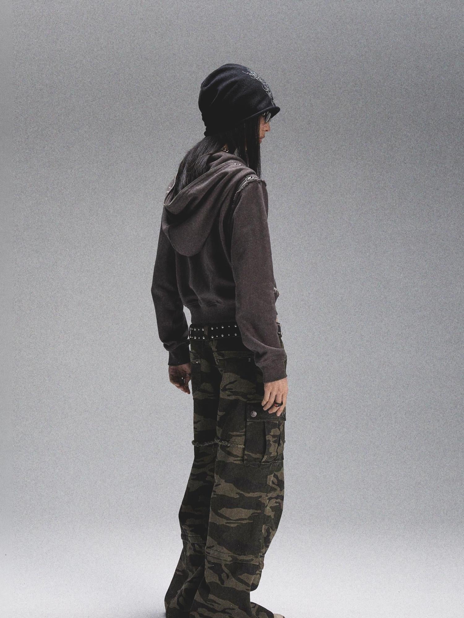 NONAME SPACE Tri Color Printed Knit Rolled Brim Slouchy Beanie