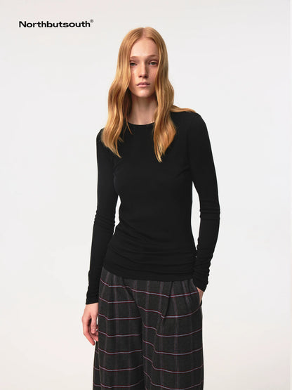 Tri Color Silk Layered Round Neck Top