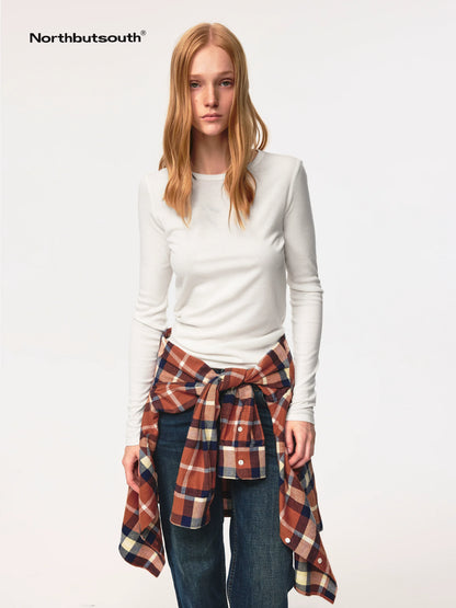 Tri Color Silk Layered Round Neck Top