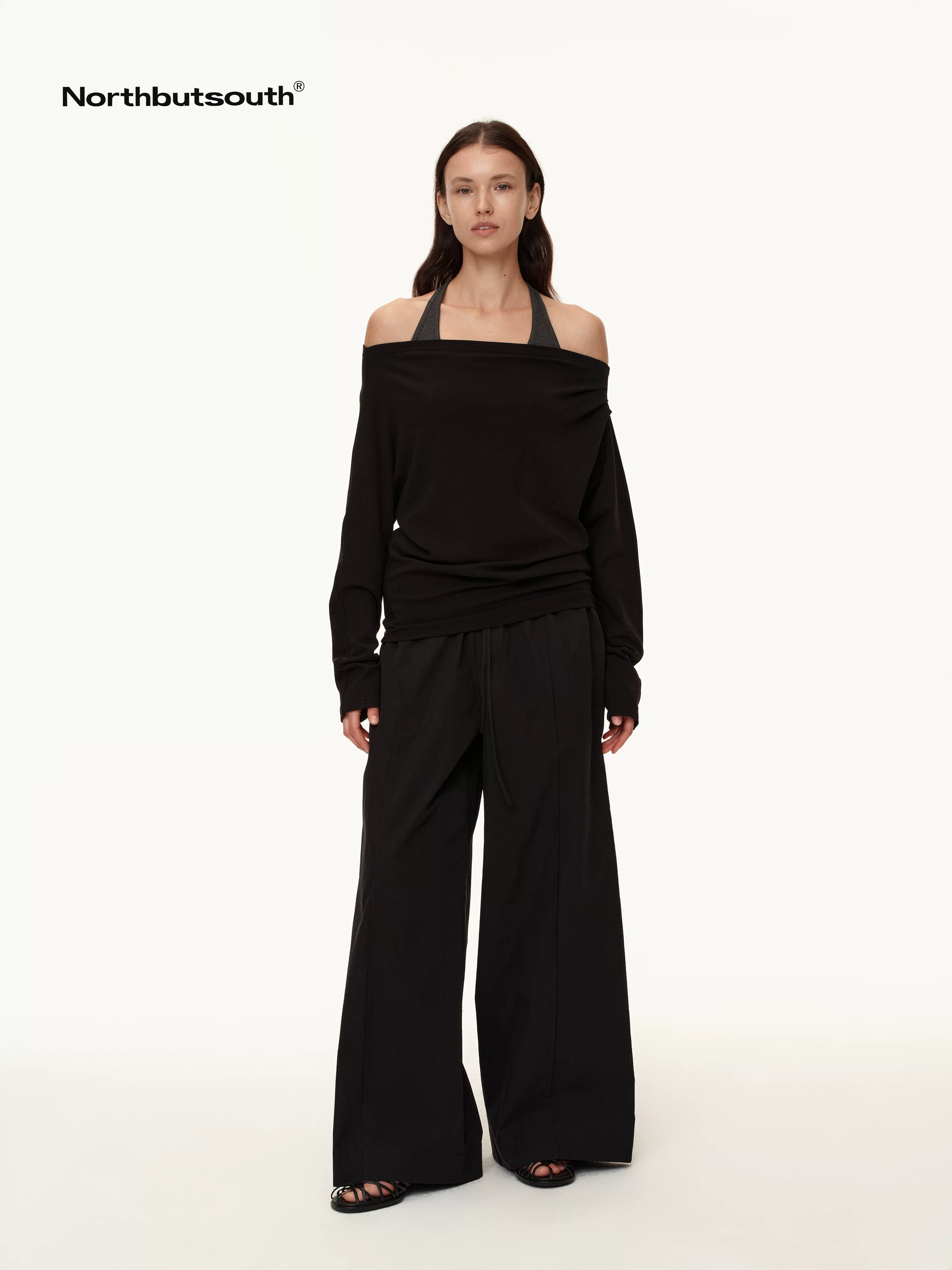 Tricolor Pleated Elastic Waist Casual Women&