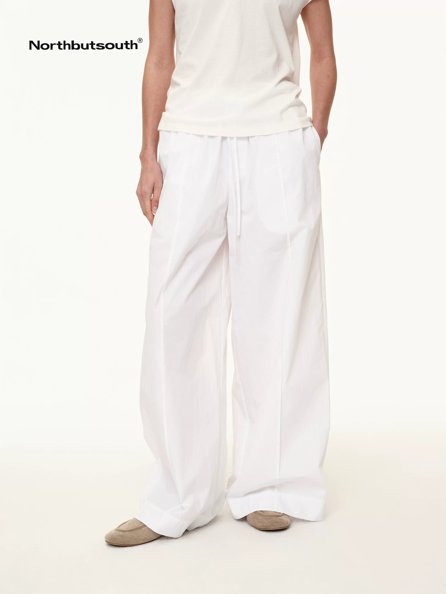 Tricolor Pleated Elastic Waist Casual Women&
