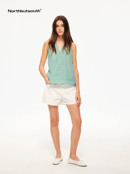 Tricolor Striped V-neck Women&