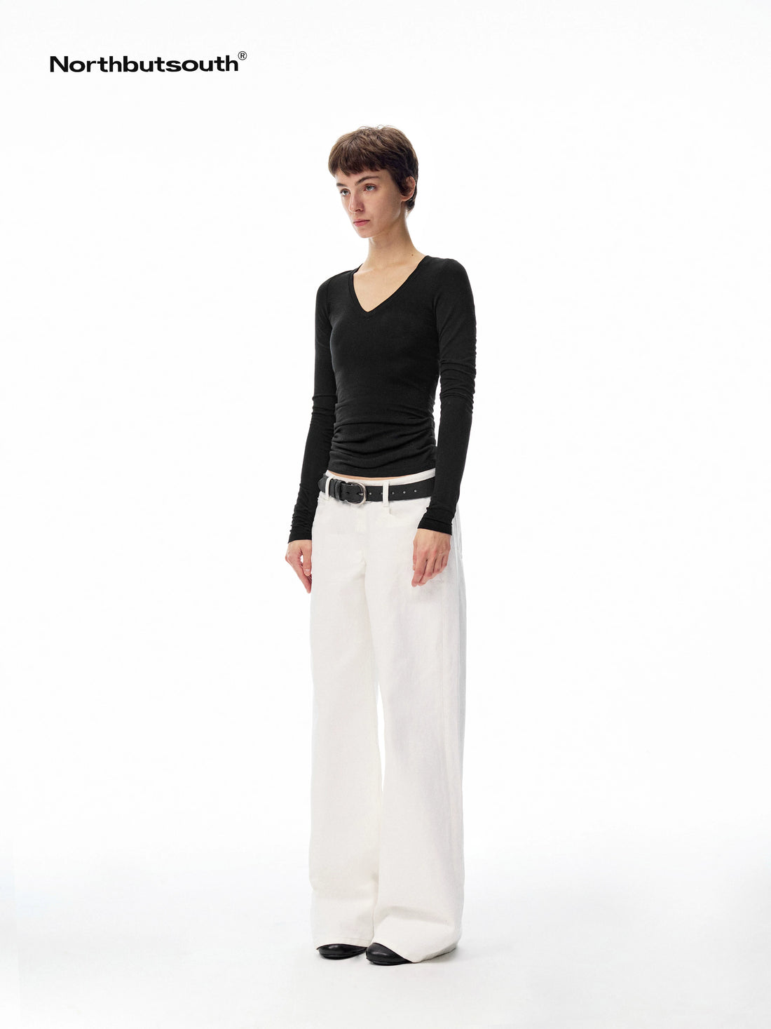 Tricolor V-neck High Stretch Slim Women&