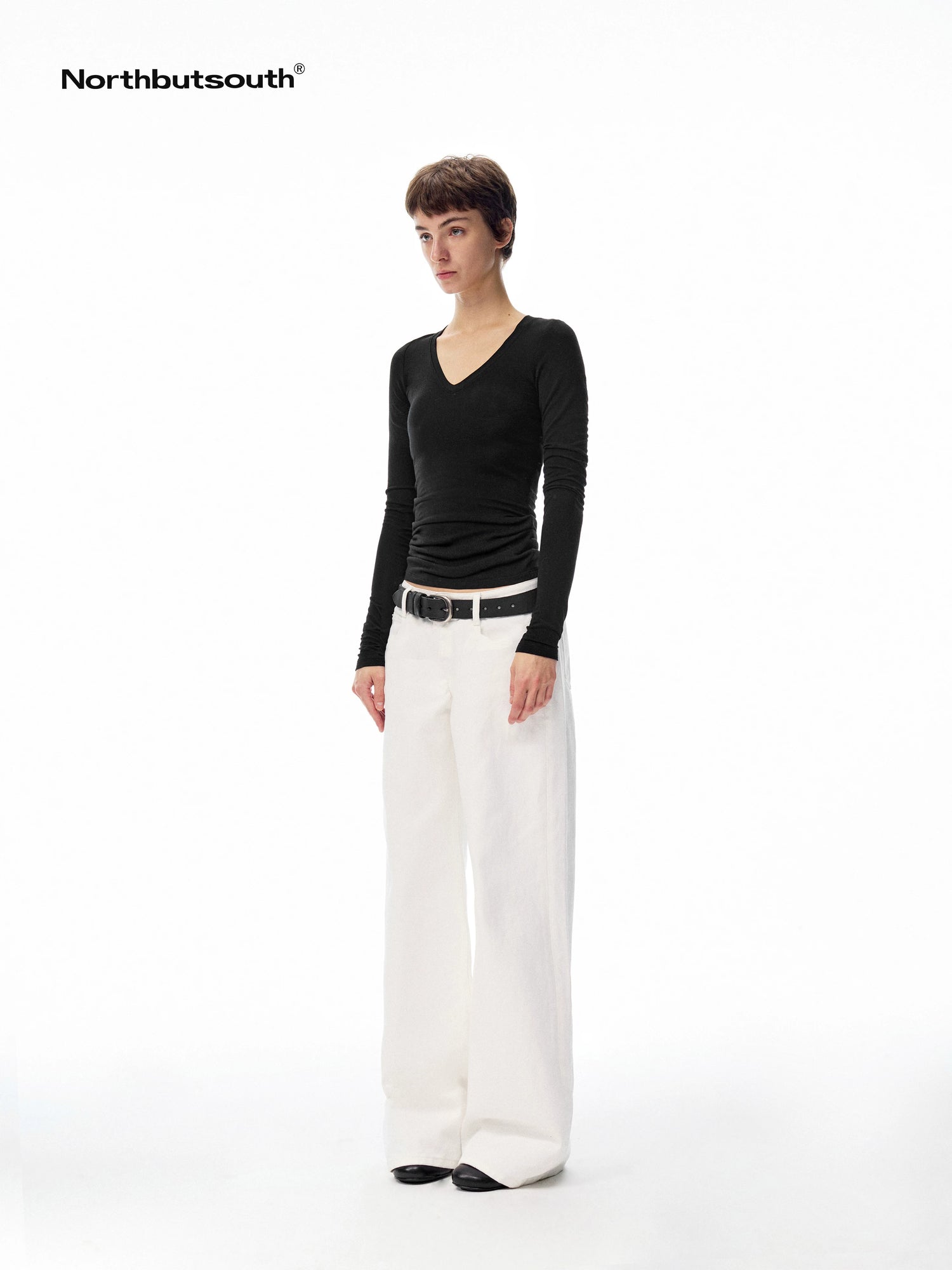 Tricolor V-neck High Stretch Slim Women&