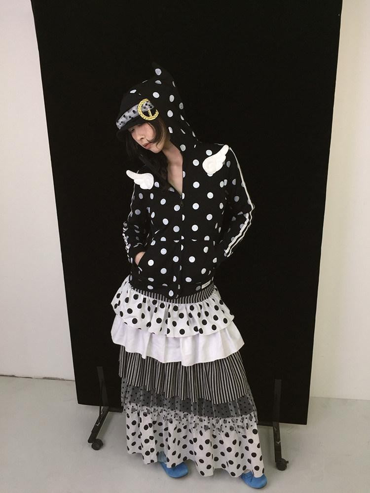 Ttsunami Black Polka Dot Knitted Patchwork Cake Women&
