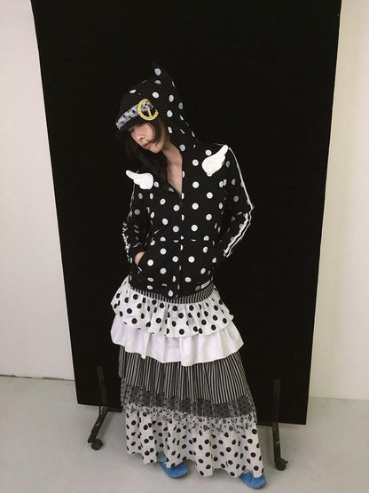 Ttsunami Black Polka Dot Knitted Patchwork Cake Women&