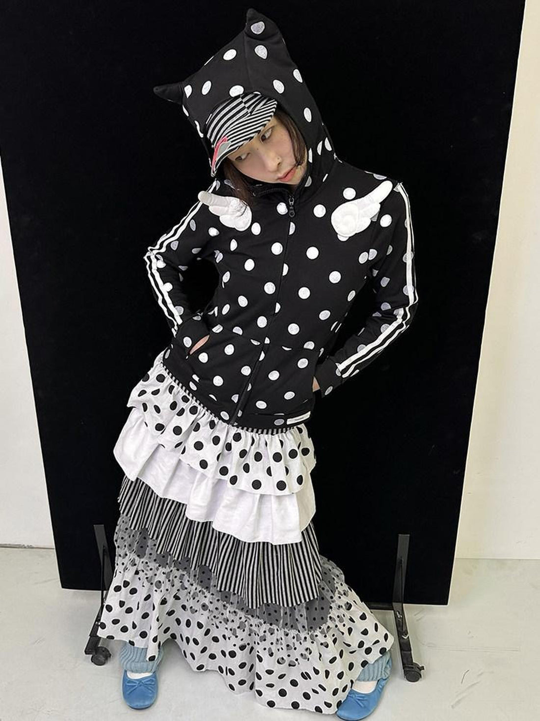 Ttsunami Black Polka Dot Knitted Patchwork Cake Women&