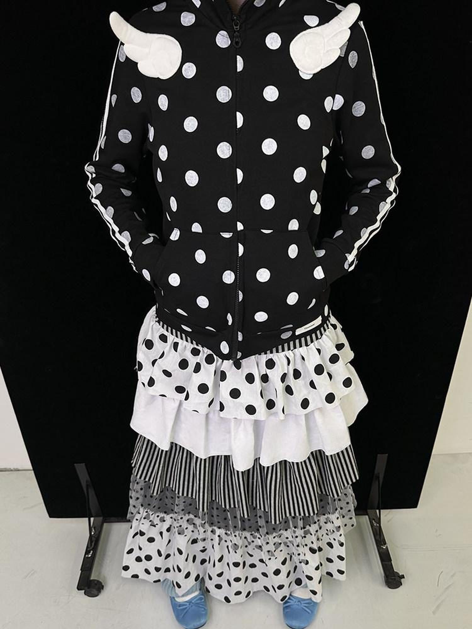 Ttsunami Black Polka Dot Knitted Patchwork Cake Women&
