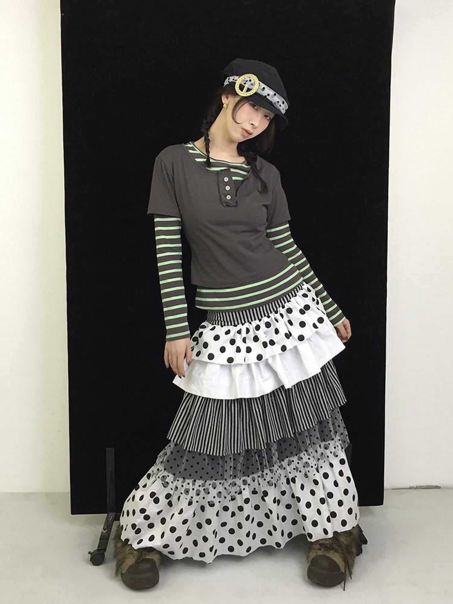 Ttsunami Black Polka Dot Knitted Patchwork Cake Women&