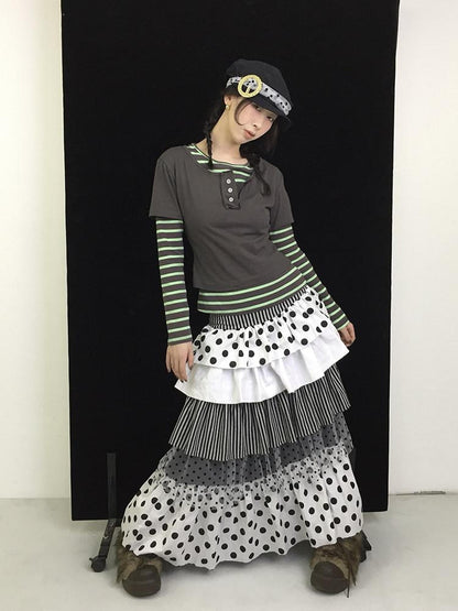 Ttsunami Black Polka Dot Knitted Patchwork Cake Women&