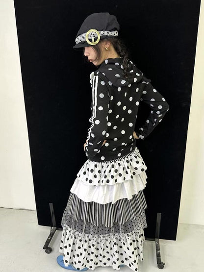 Ttsunami Black Polka Dot Knitted Patchwork Cake Women&