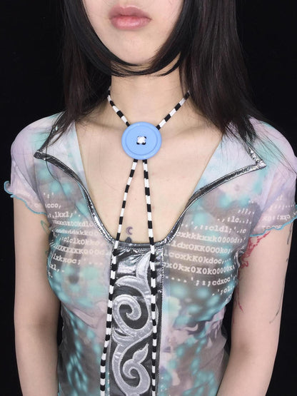 Ttsunami Black White Fine Striped Blue Button Original Design Women&