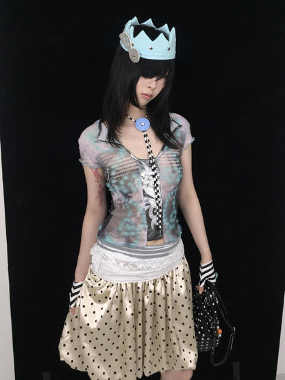 Ttsunami Black White Fine Striped Blue Button Original Design Women&