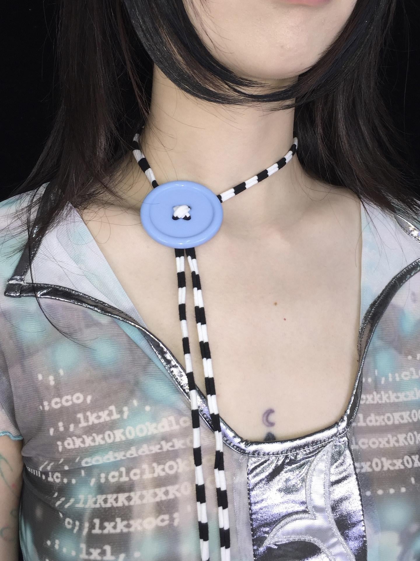 Ttsunami Black White Fine Striped Blue Button Original Design Women&