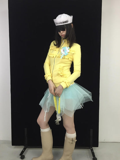 Ttsunami Bright Yellow Ruched Slim Fit Vintage Graphic Women&