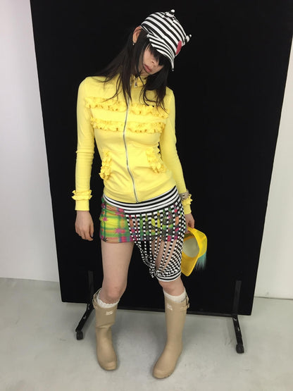 Ttsunami Bright Yellow Ruched Slim Fit Vintage Graphic Women&