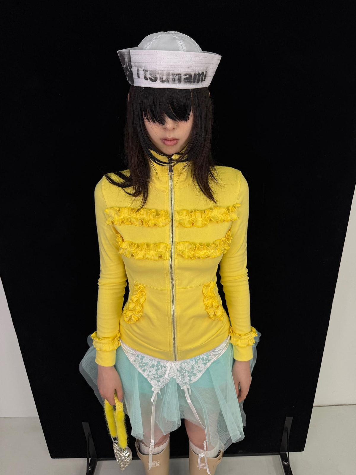 Ttsunami Bright Yellow Ruched Slim Fit Vintage Graphic Women&