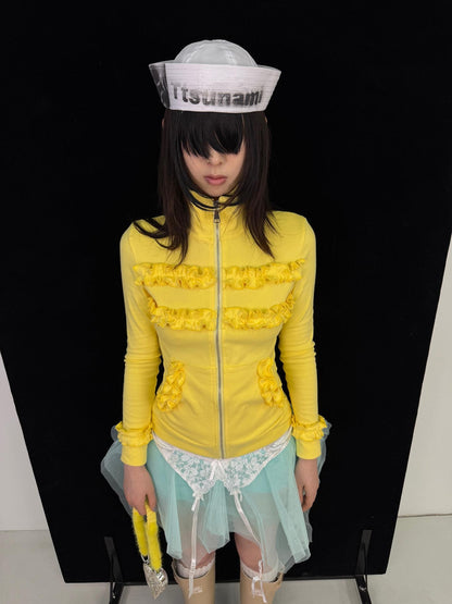 Ttsunami Bright Yellow Ruched Slim Fit Vintage Graphic Women&