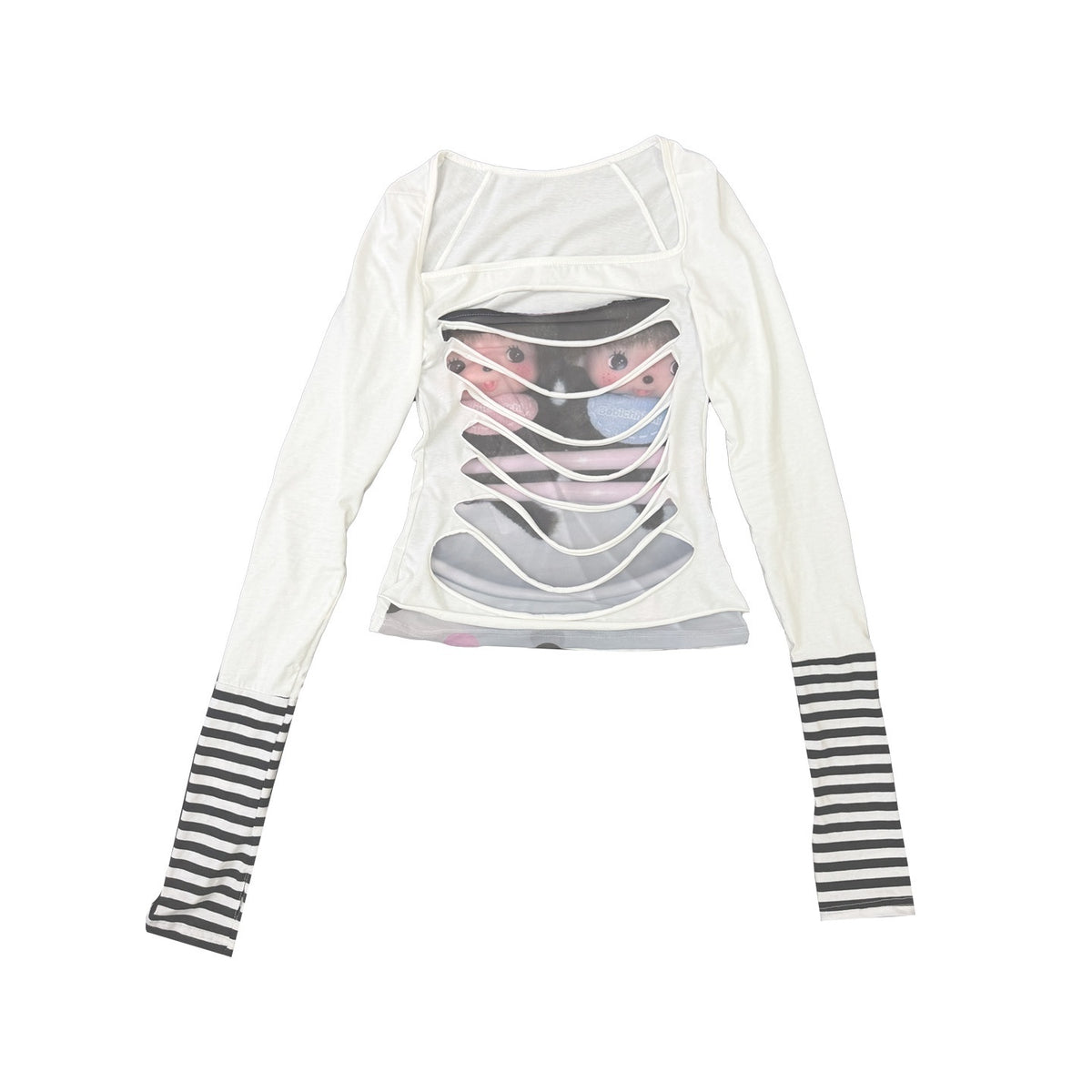 Ttsunami_Cartoon_Print_Sheer_Mesh_Cutout_Hollow_Panel_Women&