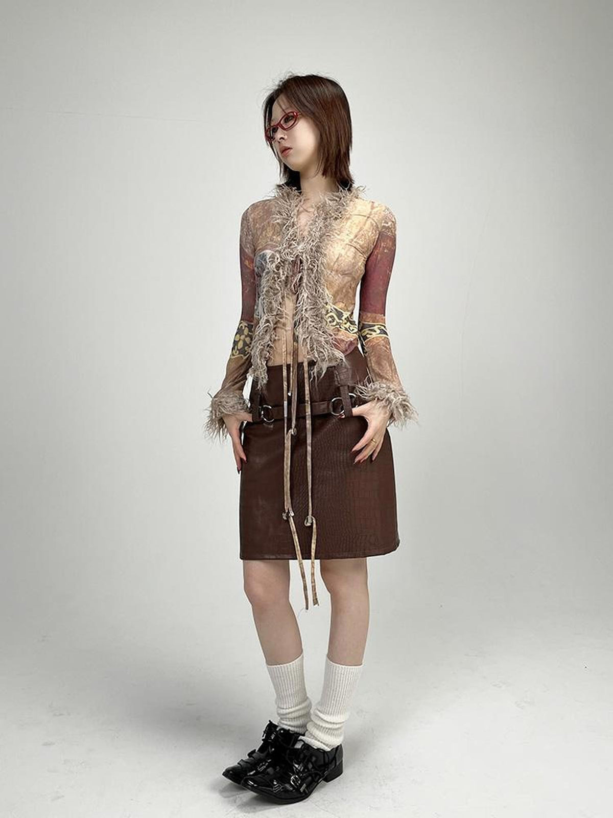 Ttsunami Ethnic Print Tassel V-neck Slim Women&