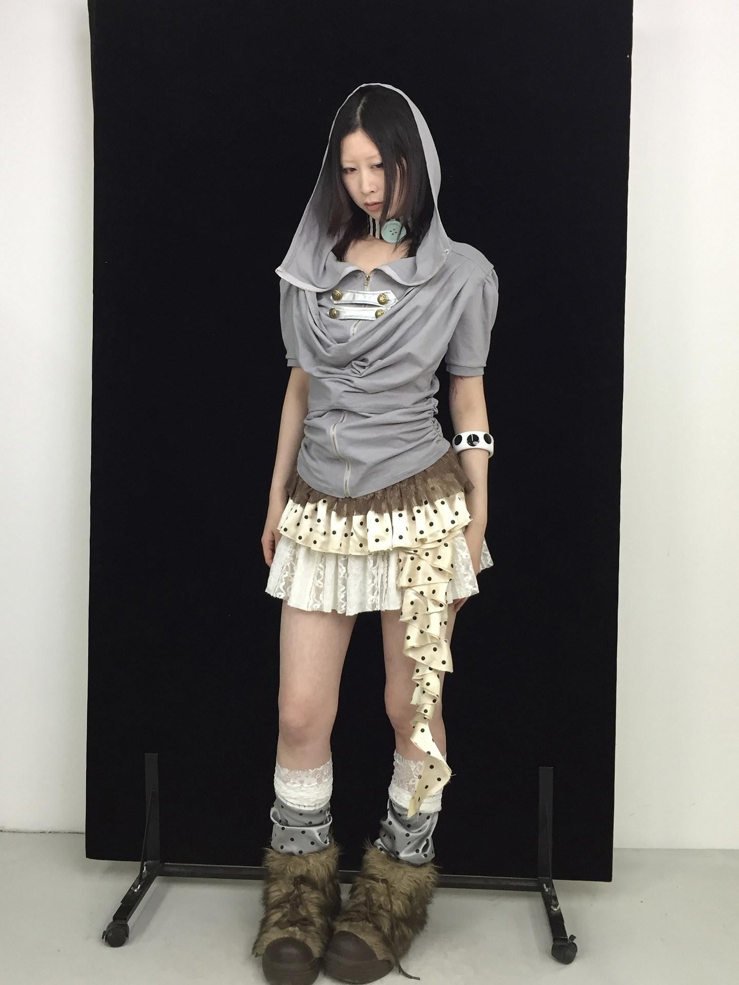 Ttsunami Gray Court Metal Zipper Hooded Drape Neck Women&