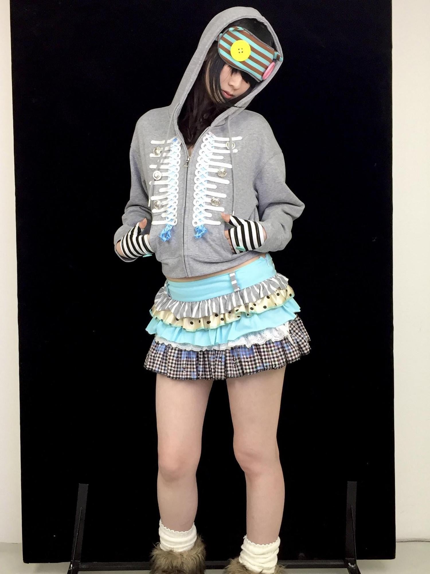 Ttsunami Gray Embroidered Frog Button Court Style Striped Women&
