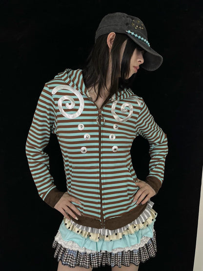 Ttsunami Light Blue Swirl Striped Studded Silver Dot Women&