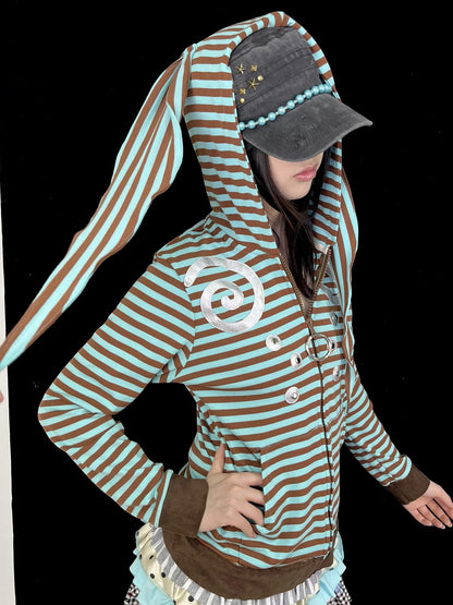 Ttsunami Light Blue Swirl Striped Studded Silver Dot Women&