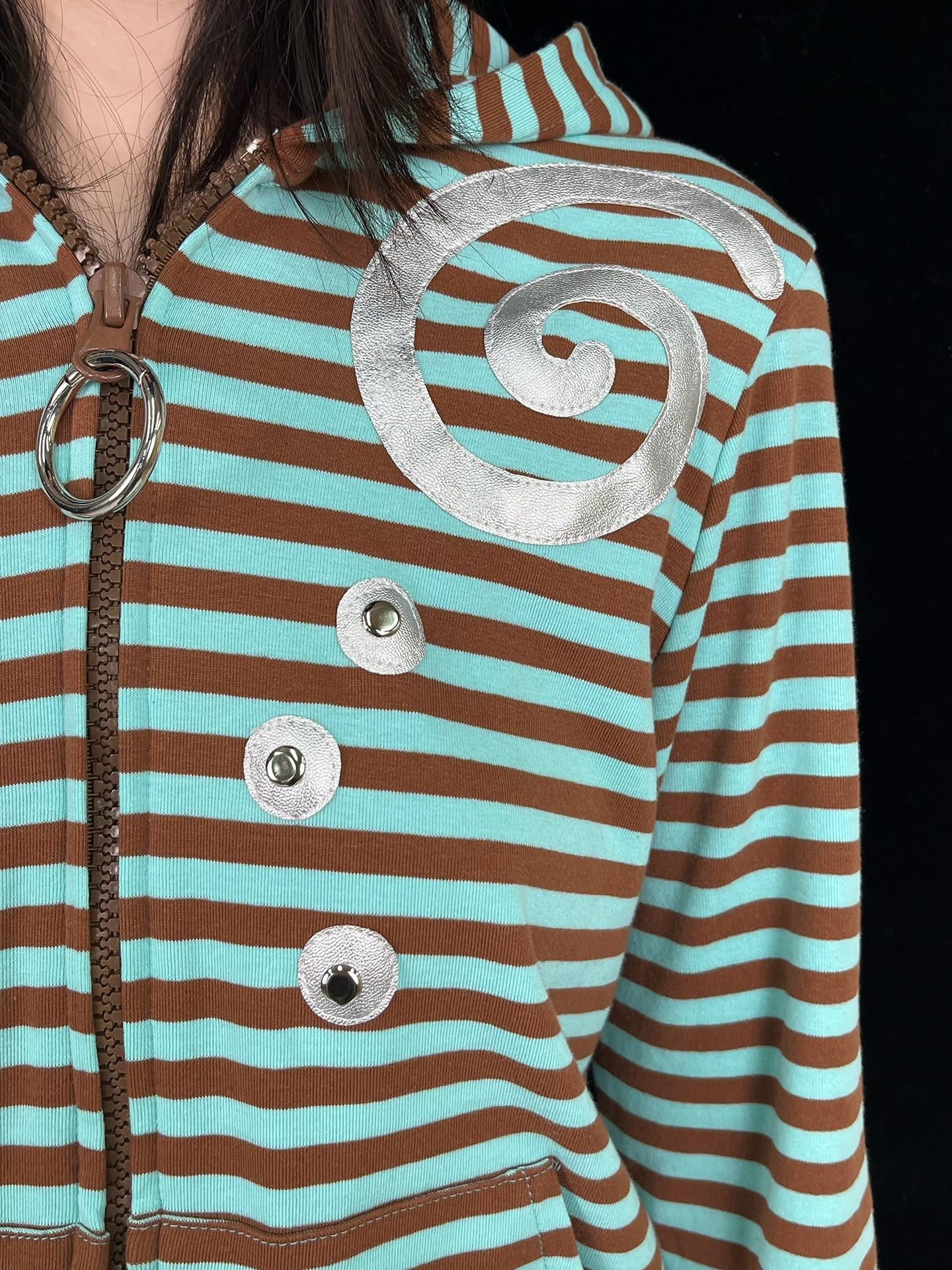 Ttsunami Light Blue Swirl Striped Studded Silver Dot Women&