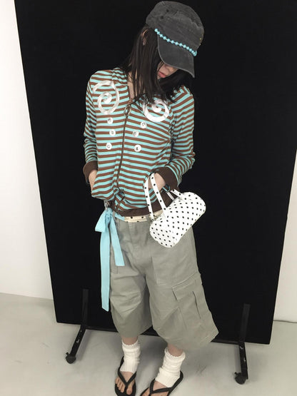 Ttsunami Light Blue Swirl Striped Studded Silver Dot Women&