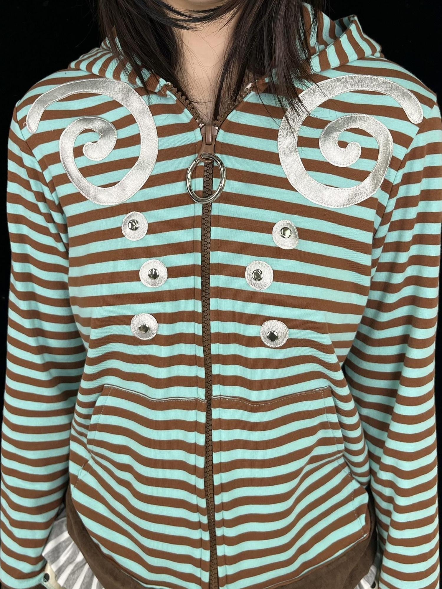 Ttsunami Light Blue Swirl Striped Studded Silver Dot Women&