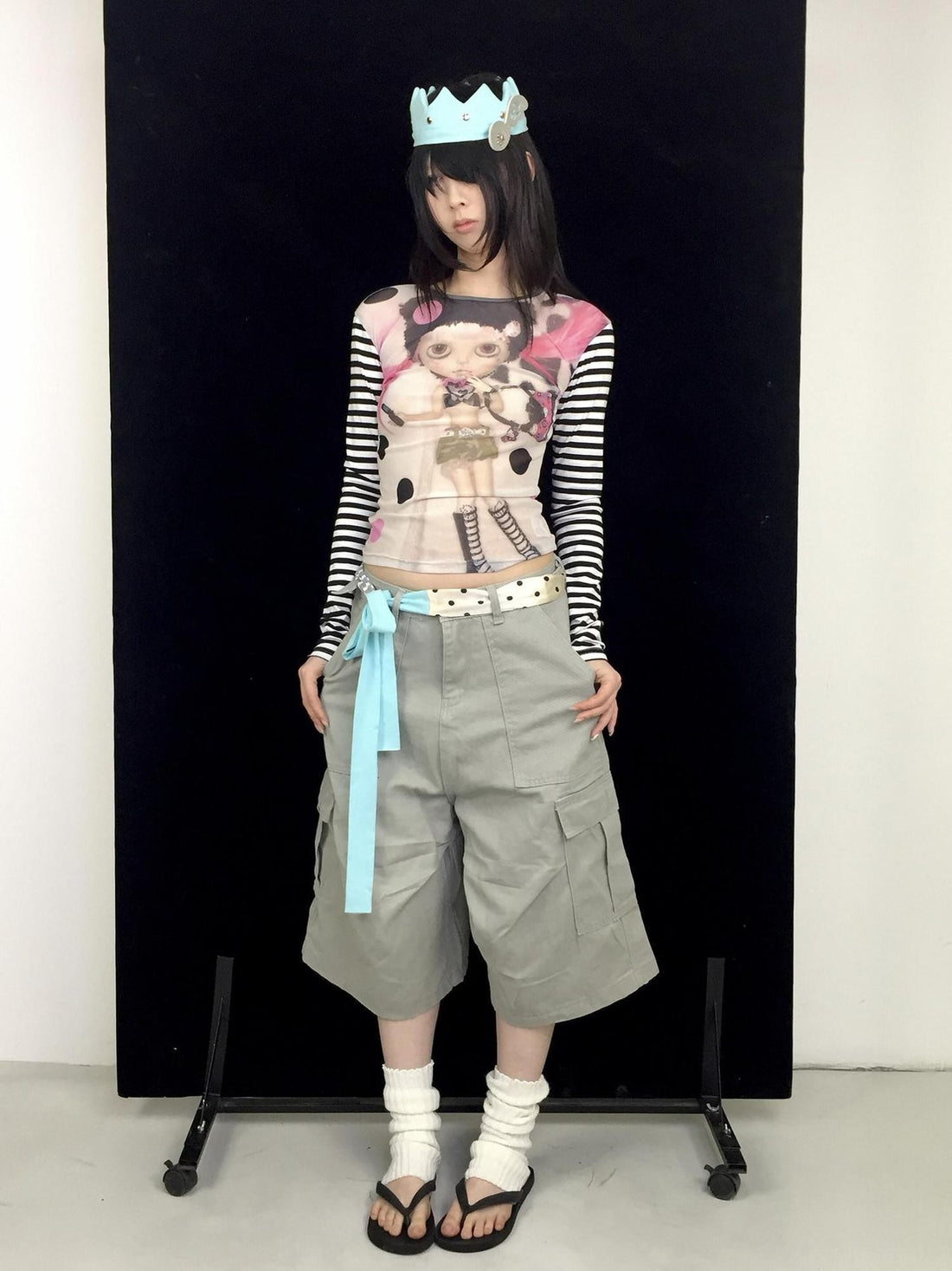 Ttsunami Light Gray Large Pocket Drawstring Street Women&
