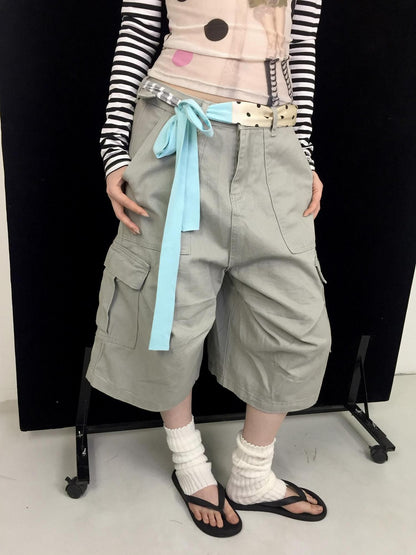 Ttsunami Light Gray Large Pocket Drawstring Street Women&