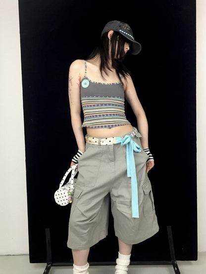 Ttsunami Light Gray Large Pocket Drawstring Street Women&