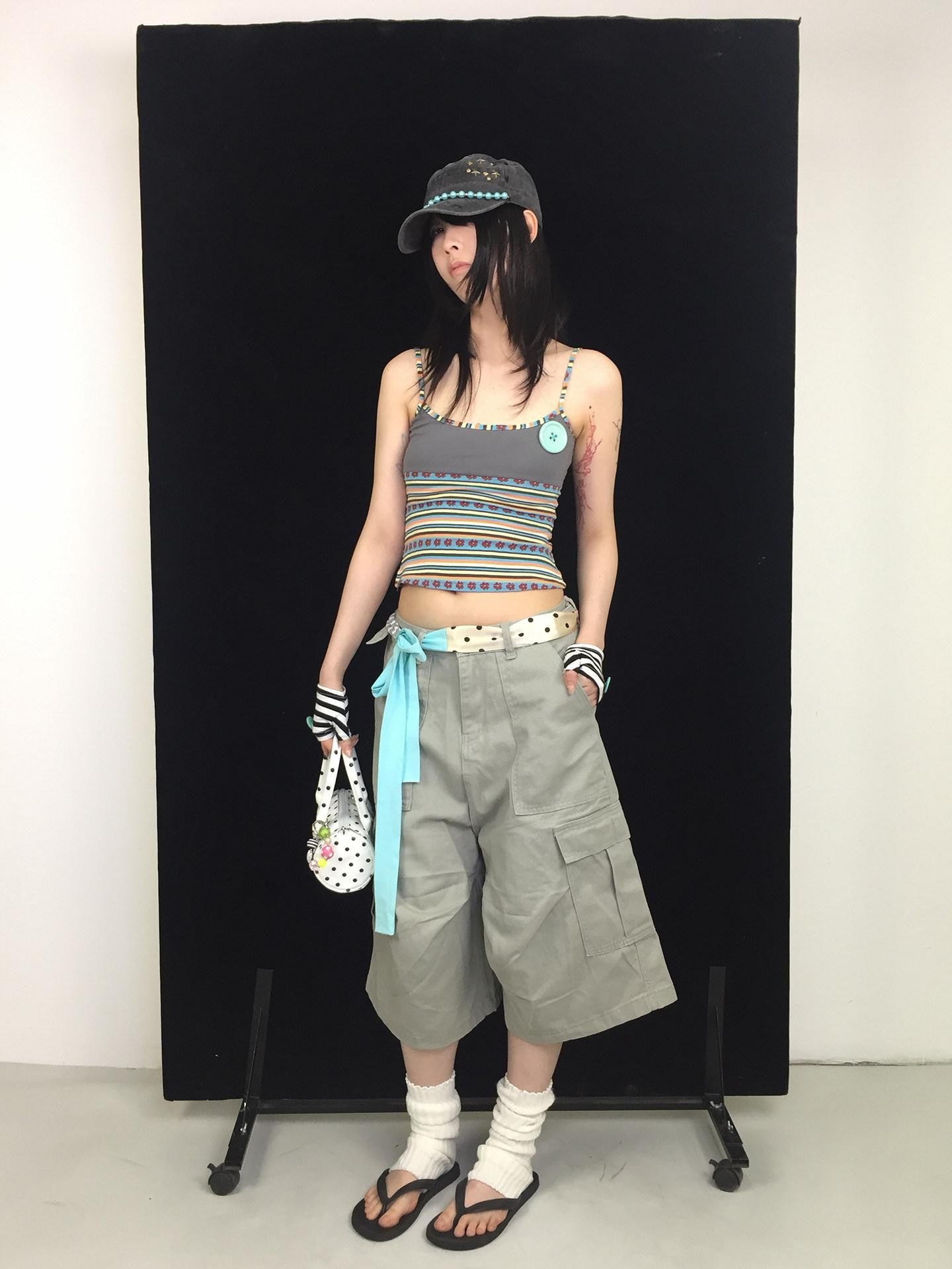Ttsunami Light Gray Large Pocket Drawstring Street Women&
