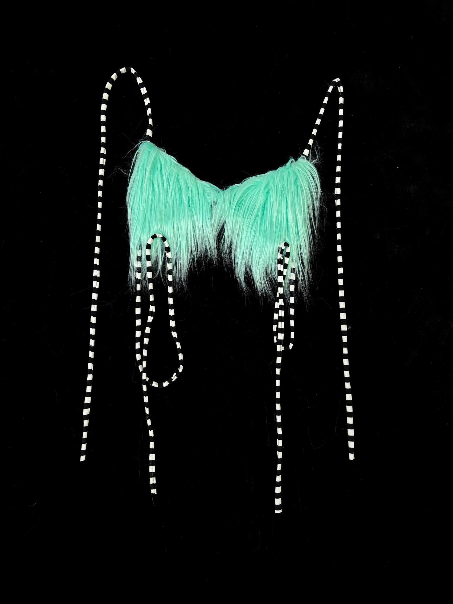 Ttsunami Mint Green Fuzzy Layered Halter Backless Letter Women&