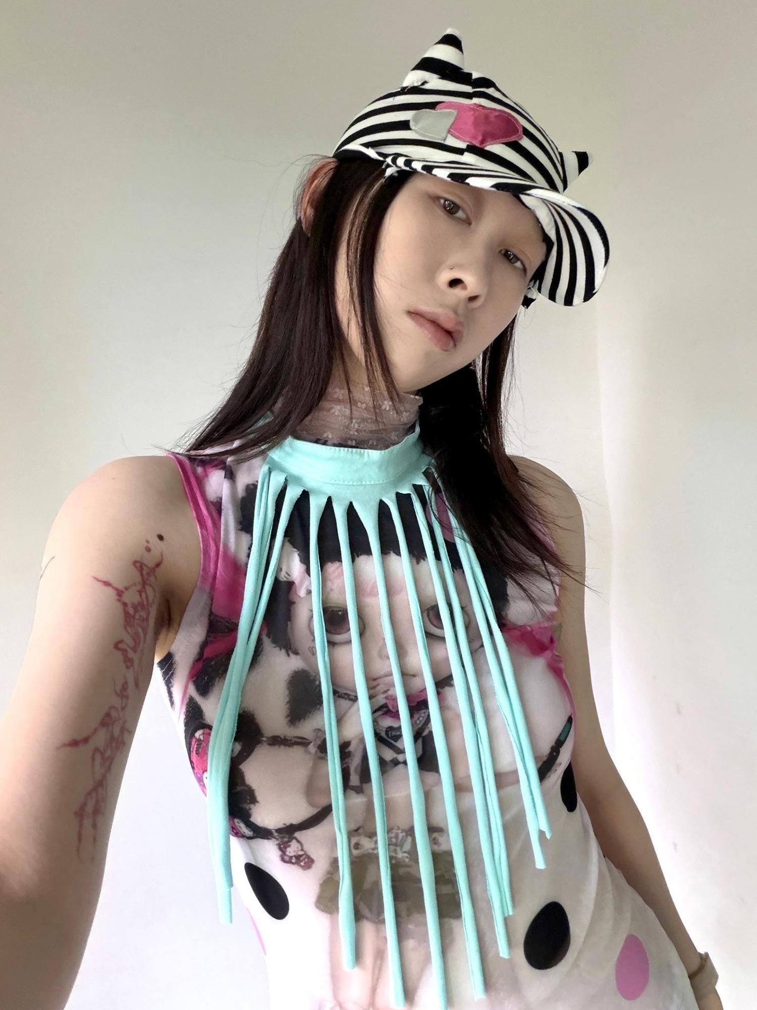 Ttsunami Mint Green Striped Knit Layered Halter Original Women&
