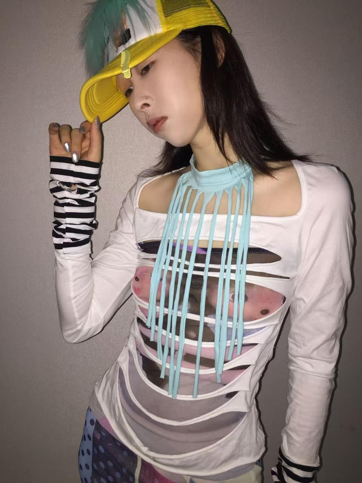 Ttsunami Mint Green Striped Knit Layered Halter Original Women&