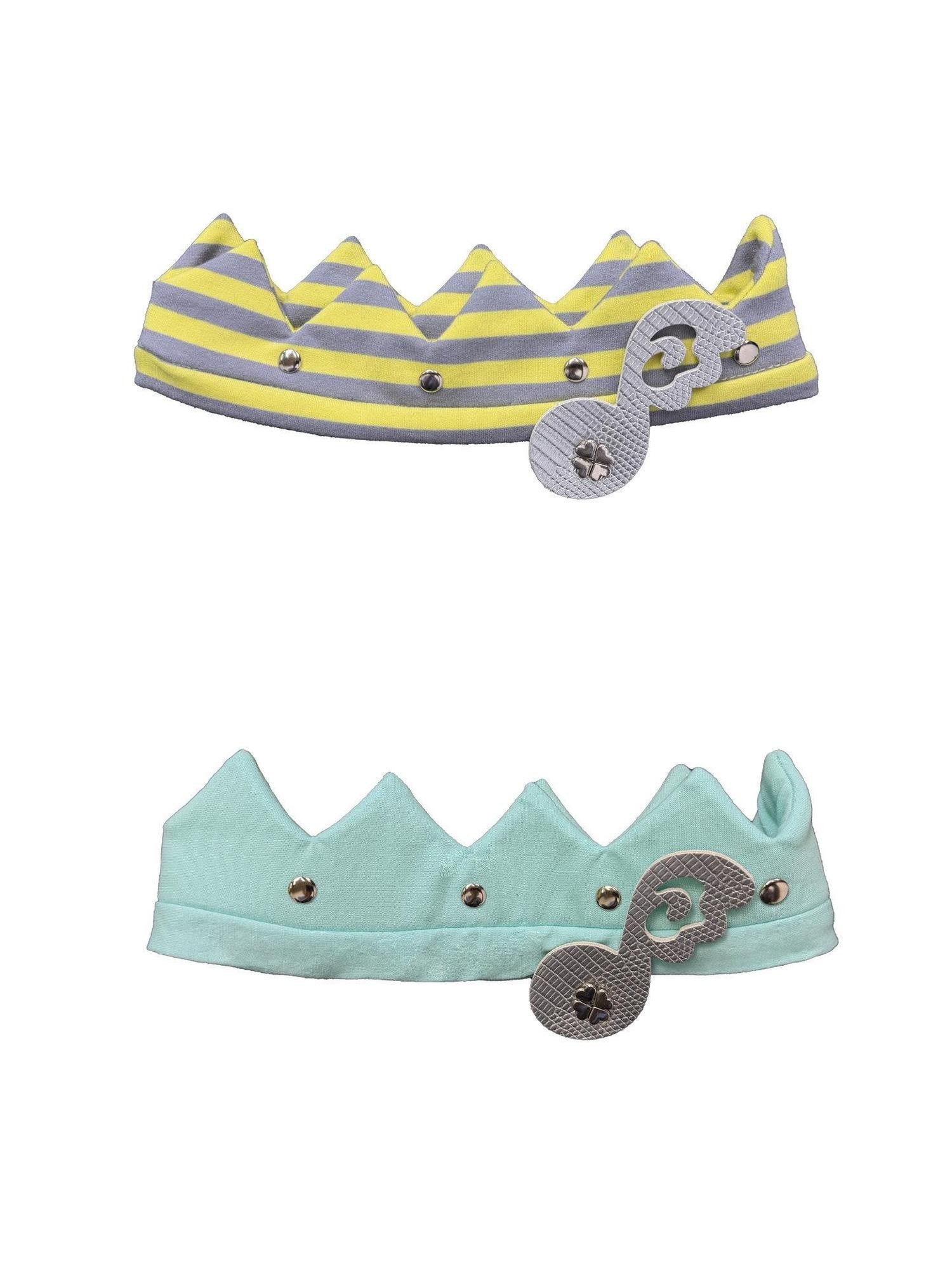 Ttsunami Mint Green Yellow Grey Striped Studded Musical Note Crown Women&