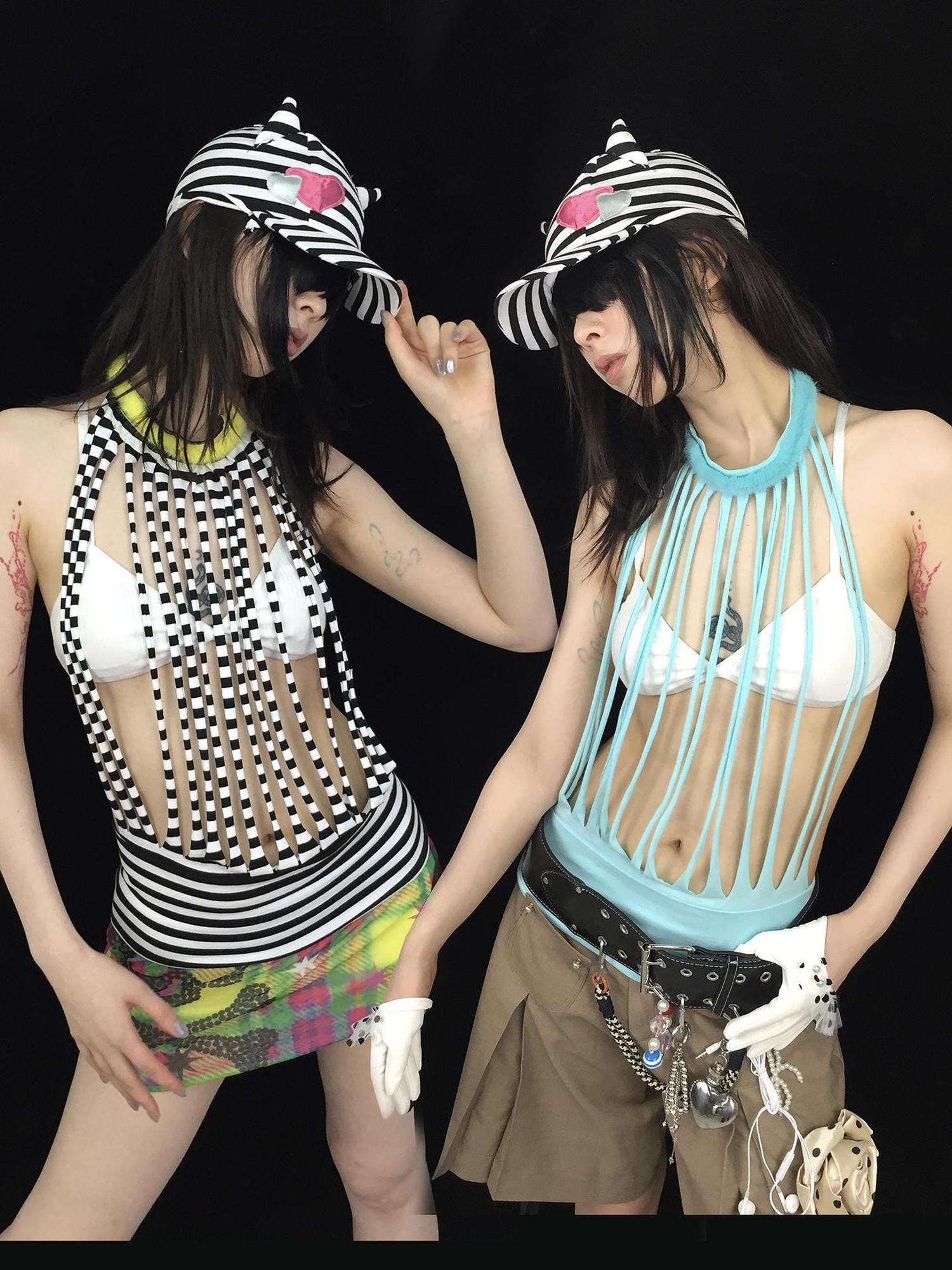 Ttsunami Multicolor Striped Layered Plush Ruffle Women&
