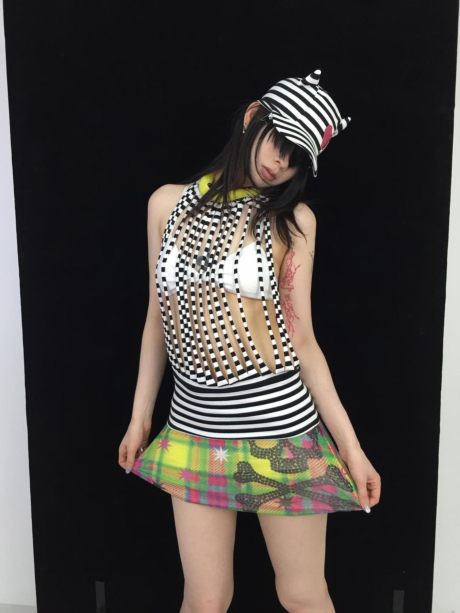Ttsunami Multicolor Striped Layered Plush Ruffle Women&